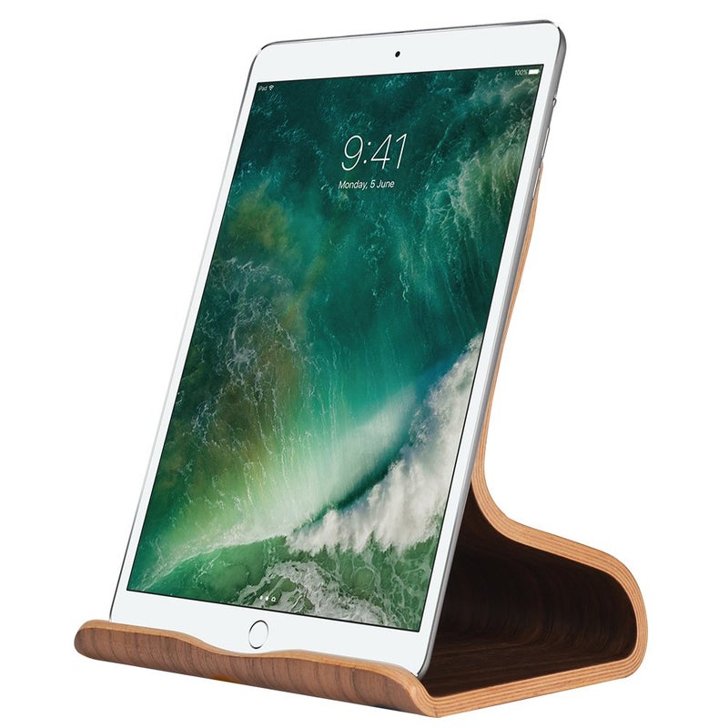 SAMDI Wood Tablet Stand, Wooden iPad Holder: Desktop Stand Holder Dock for new iPad 2017 Pro 9.7, 10.5, Air mini 2 3 4, Kindle, Nexus, Accessories, Tab, E-reader, other Tablets(4-13 inch)-Black Walnut - Image 1